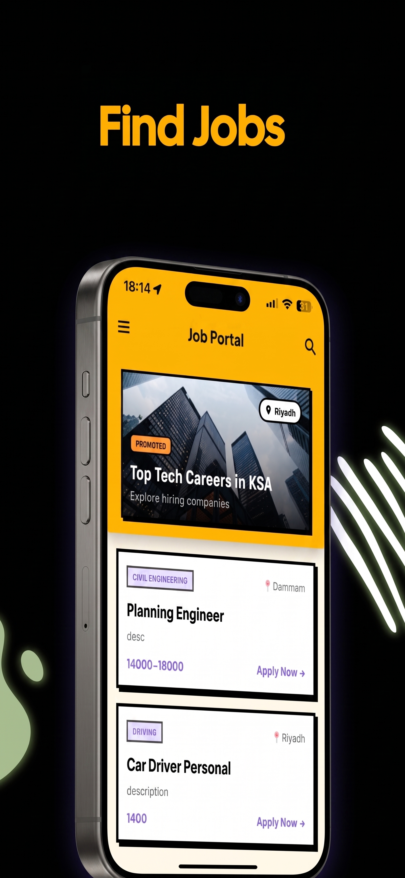JustSaudi jobs screen