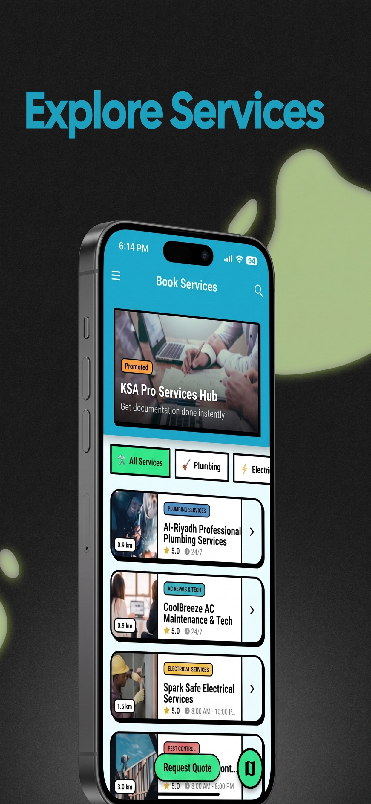 JustSaudi services screen
